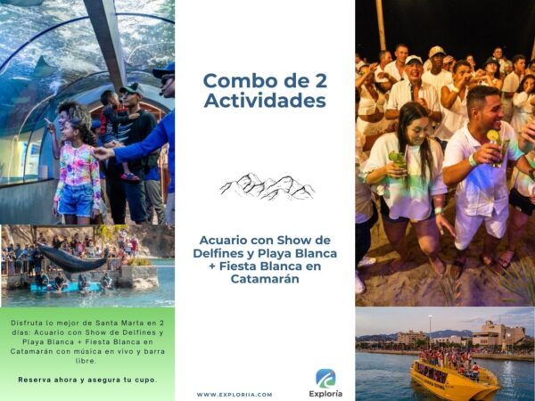 Combo Acuario con Show de Delfines y Playa Blanca + Fiesta Blanca en Catamarán en Santa Marta