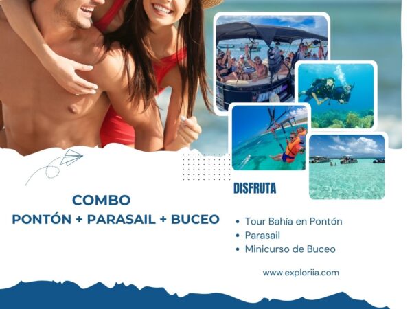 Combo Tour Bahía en Pontón + Parasail + Buceo en San Andrés